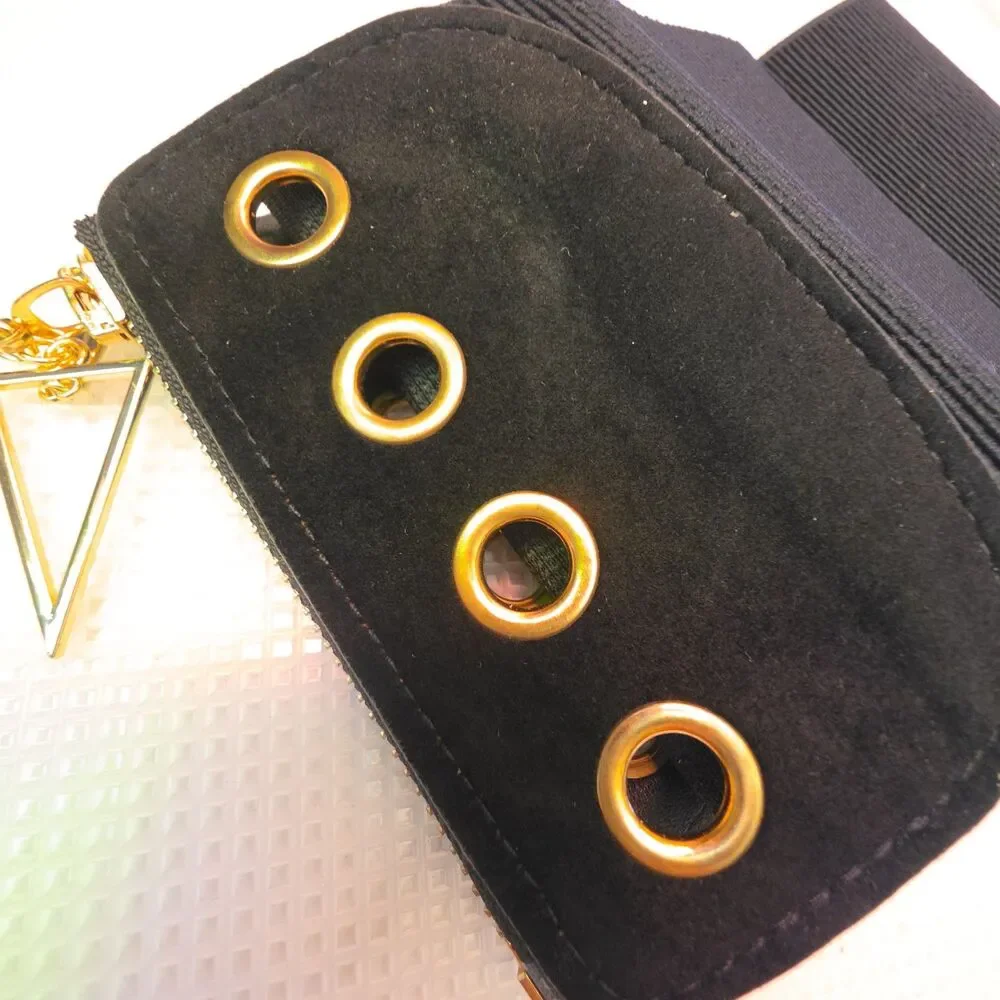 80s Retro Elastic Corset Waist Cincher Belt Gold L XL NWOT New Wave Post Punk
